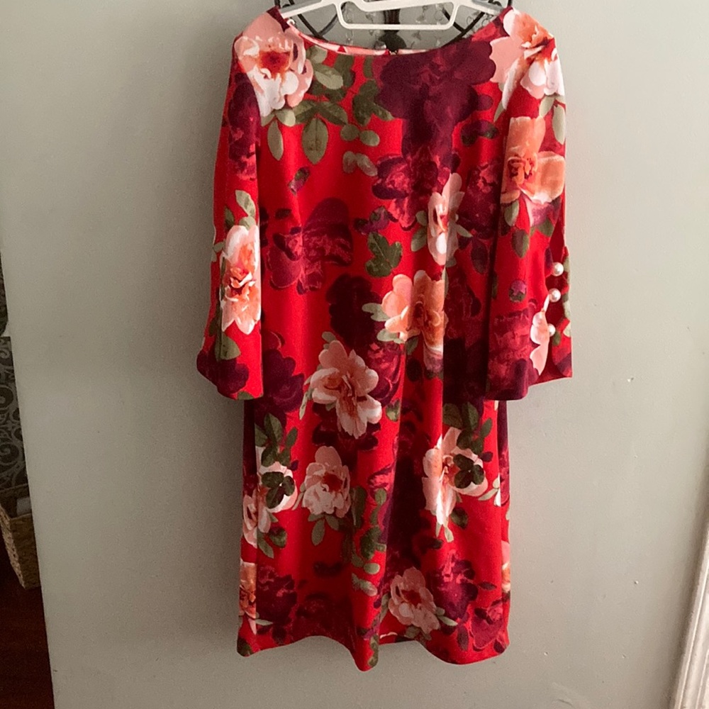 Red Floral Sheath Dress